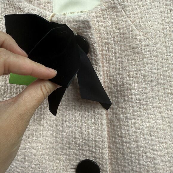 Kate Spade Cherie Pink Tweed Bow Coat Size 2 - New With Tags - Picture 3 of 16